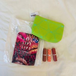 NEW Clinique Lipsticks w/ Makeup Bag & MAC sample